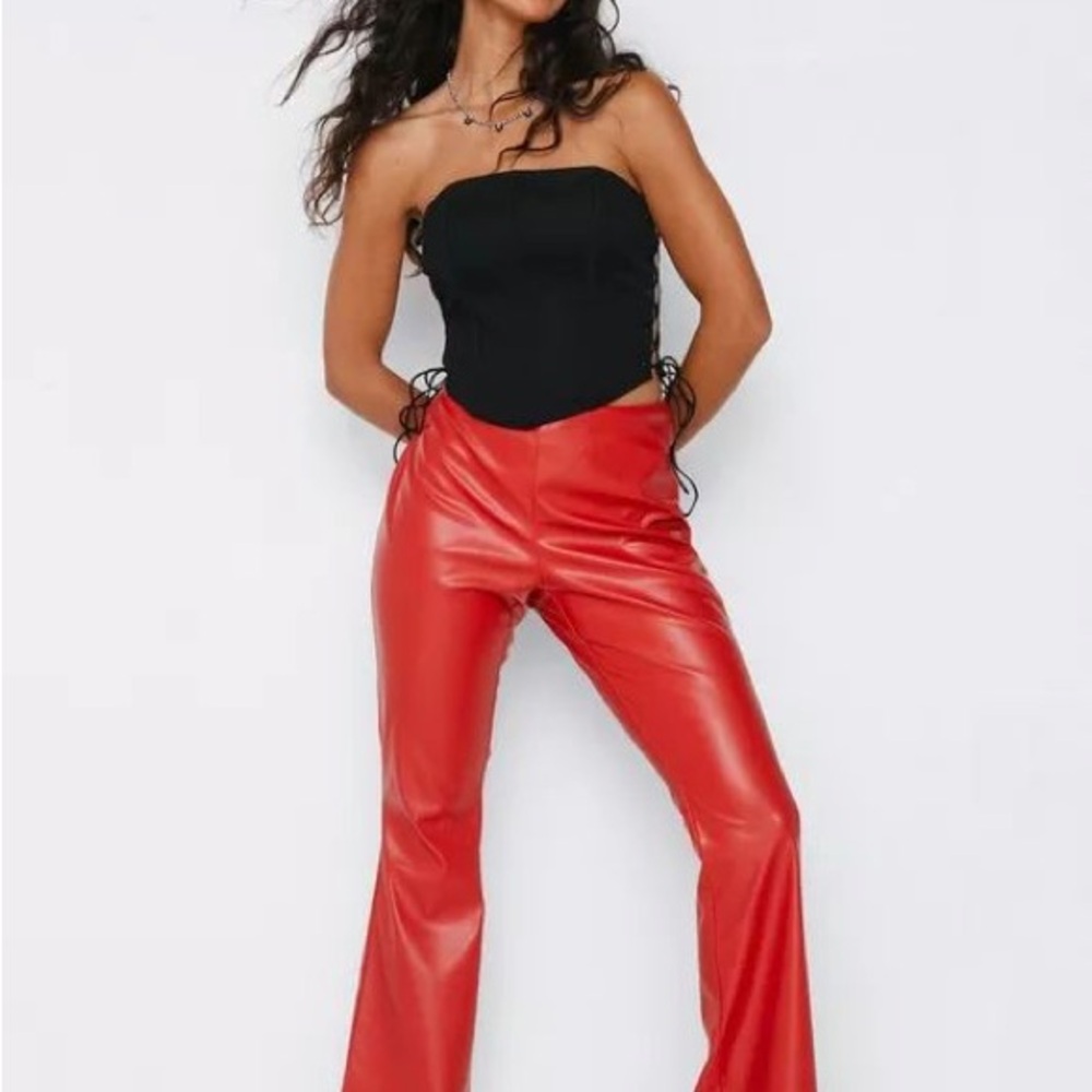 Nasty Gal Red Flare Pants